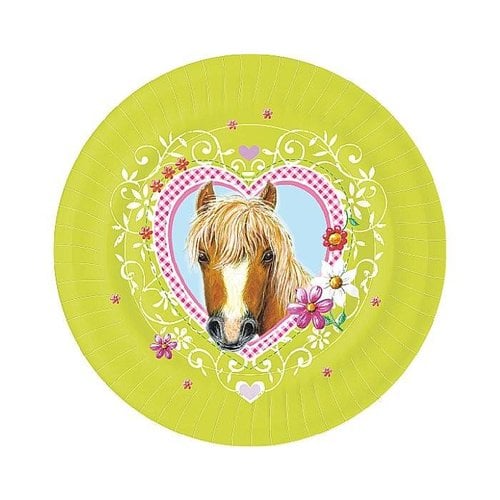 Paardenfeestje bord, 22 cm. 10 borden (D) Paardenfeestje bord, 22 cm. 10 borden (D)