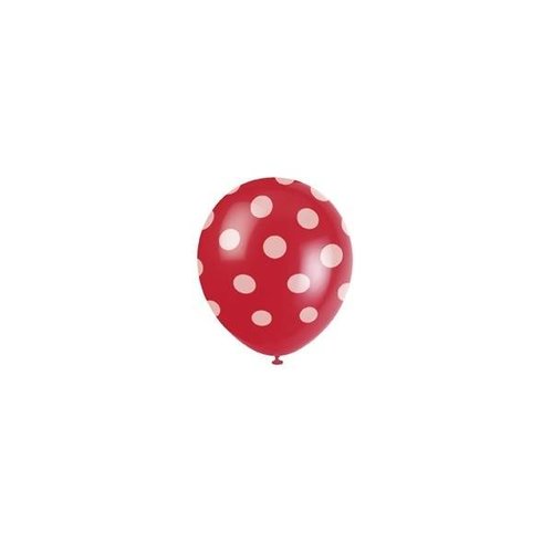 Rode stip ballonnen 6 stuks Rode stip ballonnen 6 stuks