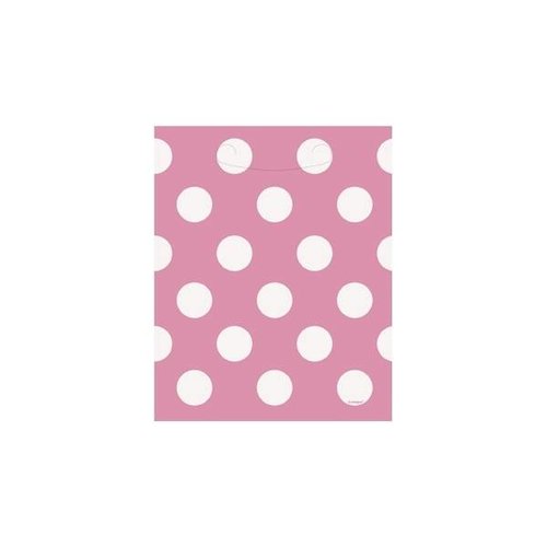 Roze stip uitdeelzakjes 8 stuks Roze stip uitdeelzakjes 8 stuks
