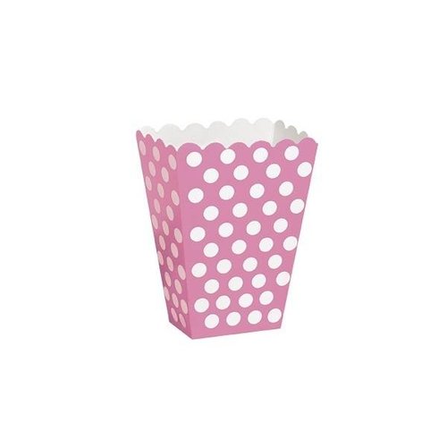 Roze stip uitdeeldoosjes 6 stuks Roze stip uitdeeldoosjes 6 stuks