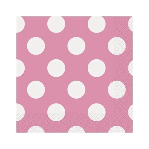 Roze stip Servet 33 cm 16 stuks Roze stip Servet 33 cm 16 stuks