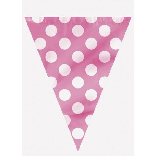 Roze stip vlaggenlijn 360 cm Roze stip vlaggenlijn 360 cm