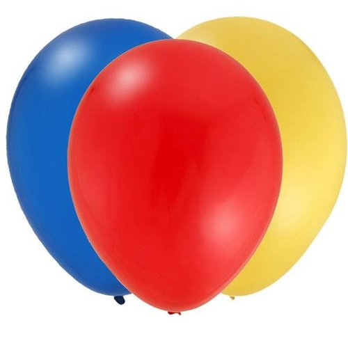 Ballonnen 30x, geel, rood en blauw Ballonnen 30x, geel, rood en blauw