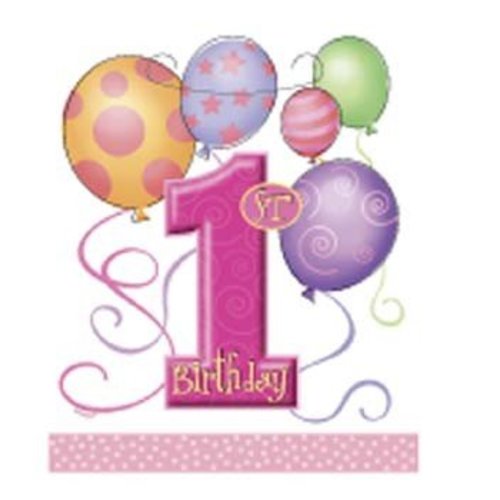 Feestzakjes, 1e verjaardag, roze ballonnen Feestzakjes, 1e verjaardag, roze ballonnen