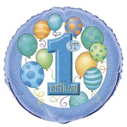 Folieballon, 1e verjaardag, blauwe ballonnen Folieballon, 1e verjaardag, blauwe ballonnen