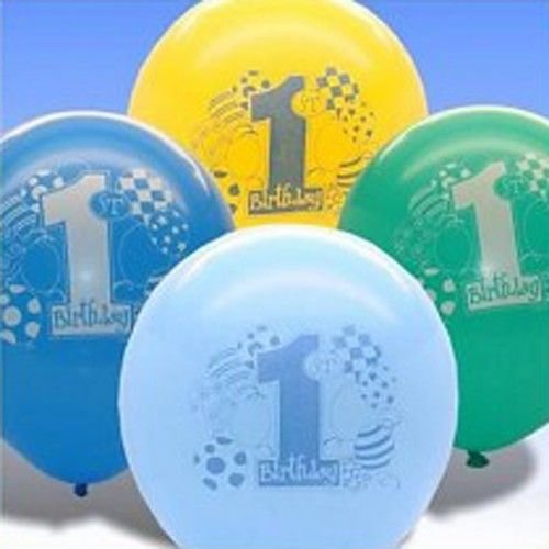 Ballonnen, 1e verjaardag, thema: blauwe ballonnen Ballonnen, 1e verjaardag, thema: blauwe ballonnen