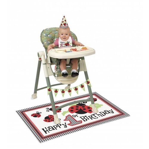 Kinderstoelversiering eerste verjaardag, Lively Ladybug Kinderstoelversiering eerste verjaardag, Lively Ladybug