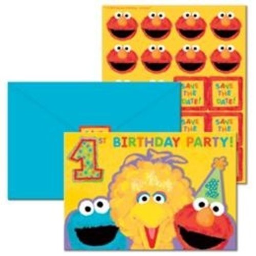 Elmo & Koekiemonster uitnodigingen 1e verjaardag, 20 stuks Elmo & Koekiemonster uitnodigingen 1e verjaardag, 20 stuks