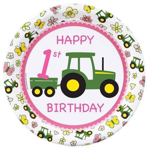 John Deere 1 jaar meisje groot bord John Deere 1 jaar meisje groot bord