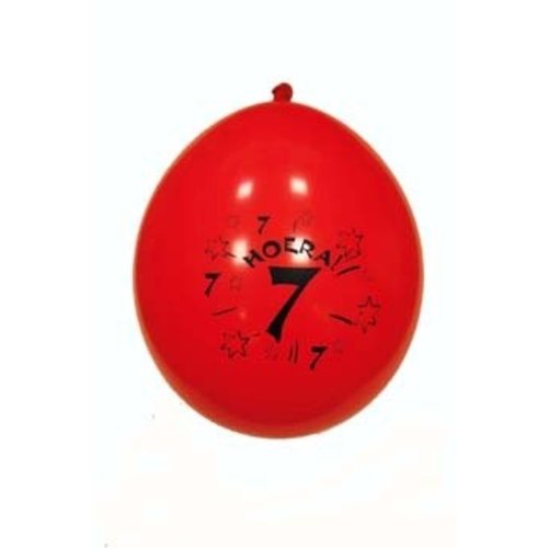 Hoera, 7 jaar. 10 vrolijke (in diverse kleuren) ballonnen. Hoera, 7 jaar. 10 vrolijke (in diverse kleuren) ballonnen.