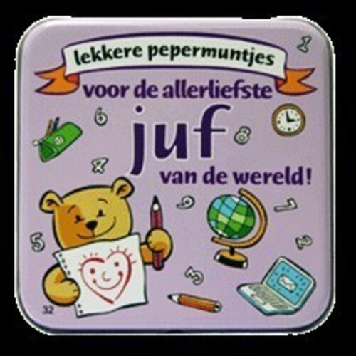 Doosje met pepermuntjes met tekst: voor de allerliefste juf van de wereld Doosje met pepermuntjes met tekst: voor de allerliefste juf van de wereld