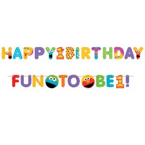 Jumbo letterslinger 1 jaar Elmo koekiemonster / Sesamstraat. (met gratis mini slinger) Jumbo letterslinger 1 jaar Elmo koekiemonster / Sesamstraat. (met gratis mini slinger)