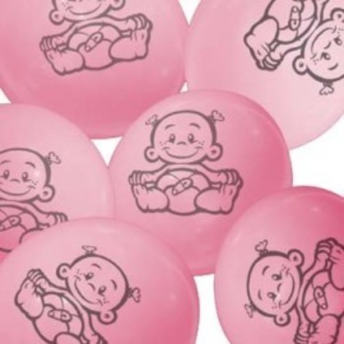 Ballonnen met afbeelding baby (roze) 6 stuks Ballonnen met afbeelding baby (roze) 6 stuks