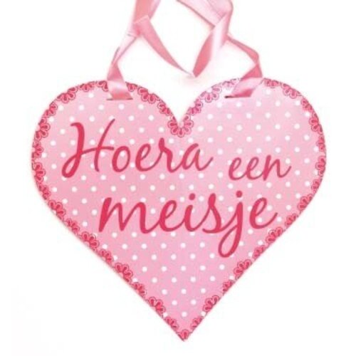 deurschild "hoera een meisje" incl. lint deurschild "hoera een meisje" incl. lint