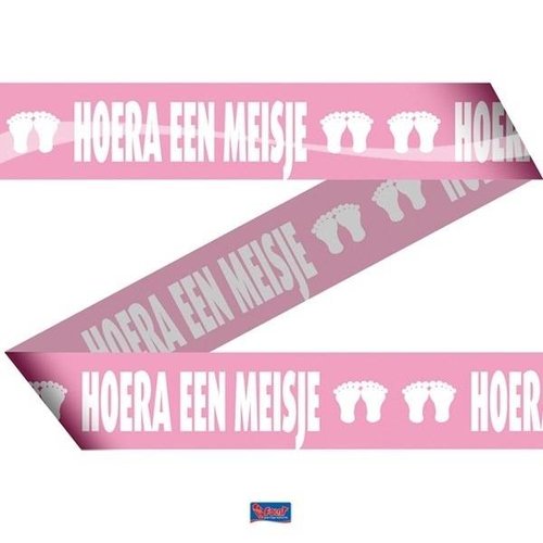 Afzetlint 15 meter, hoera een meisje Afzetlint 15 meter, hoera een meisje
