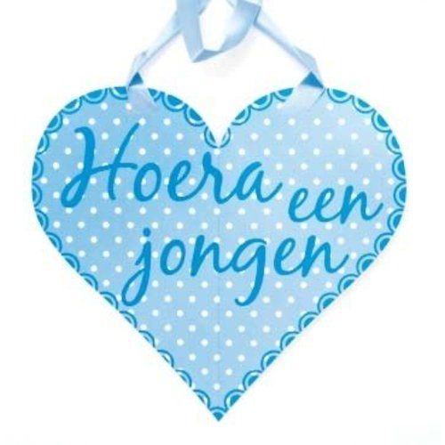 deurschild "hoera een jongen" incl. lint deurschild "hoera een jongen" incl. lint