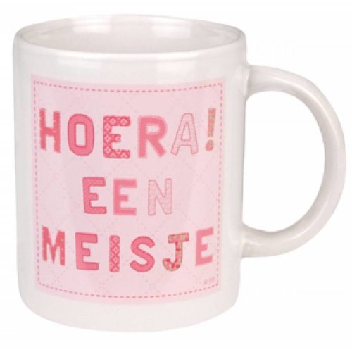 Beker met print "hoera een meisje" Beker met print "hoera een meisje"
