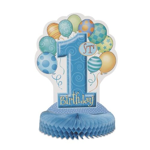 Tafel decoratie, 1e verjaardag, blauwe ballonnen, 35,5 cm Tafel decoratie, 1e verjaardag, blauwe ballonnen, 35,5 cm