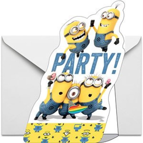 Minions uitnodigingen 8 stuks (met gele rand) Minions uitnodigingen 8 stuks (met gele rand)