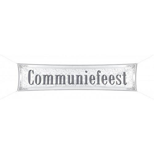 Communie versiering spandoek, tekst: communiefeest Communie versiering spandoek, tekst: communiefeest