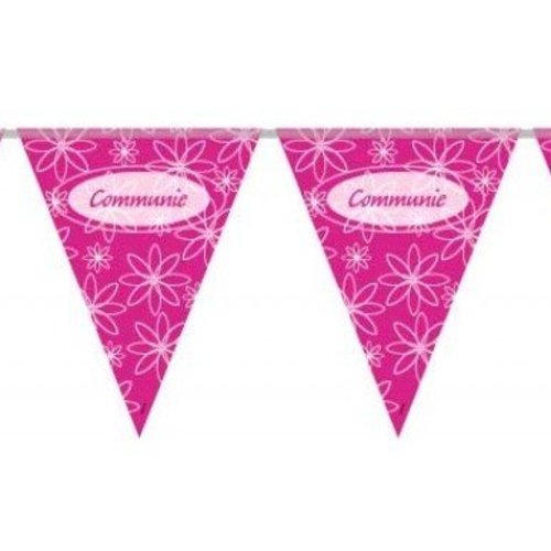 Communie versiering vlaggenlijn roze/wit Communie versiering vlaggenlijn roze/wit