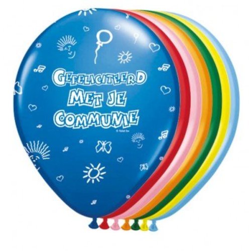 Communie versiering ballonnen 8 stuks gekleurd Communie versiering ballonnen 8 stuks gekleurd