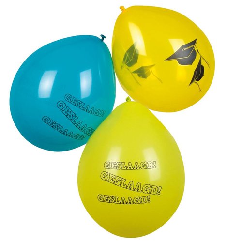 hoera geslaagd versiering, ballonnen (geel & groen) hoera geslaagd versiering, ballonnen (geel & groen)