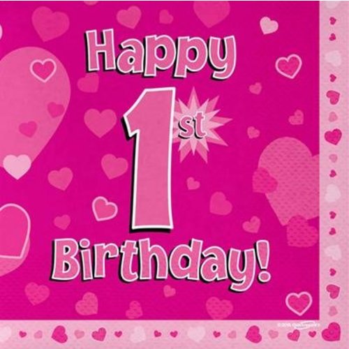 1 jaar versiering meisje: servetten happy 1st birthday 1 jaar versiering meisje: servetten happy 1st birthday
