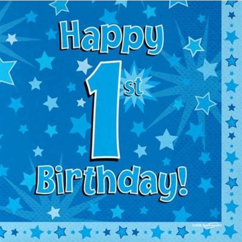 1 jaar versiering jongen: servetten happy 1st birthday 1 jaar versiering jongen: servetten happy 1st birthday