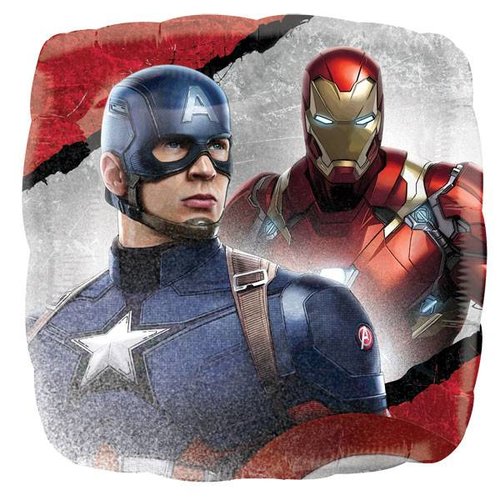Captain America Civil War ballon vierkant (voor lucht en helium) Captain America Civil War ballon vierkant (voor lucht en helium)