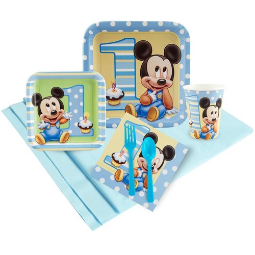 Baby Mickey Mouse feestartikelen 1 jaar, feestpakket (o) Baby Mickey Mouse feestartikelen 1 jaar, feestpakket (o)