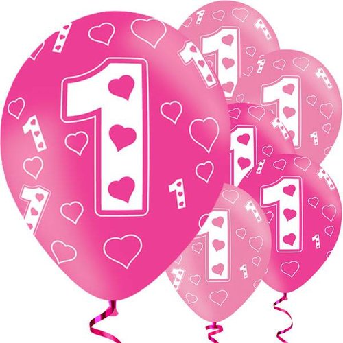 roze ballonnen 1e verjaardag hartjes roze ballonnen 1e verjaardag hartjes