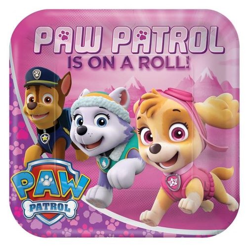 Roze Paw Patrol borden (groot 23 cm) Roze Paw Patrol borden (groot 23 cm)