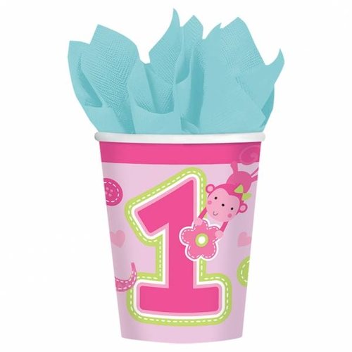 roze bekers eerste verjaardag (safari) meisje roze bekers eerste verjaardag (safari) meisje