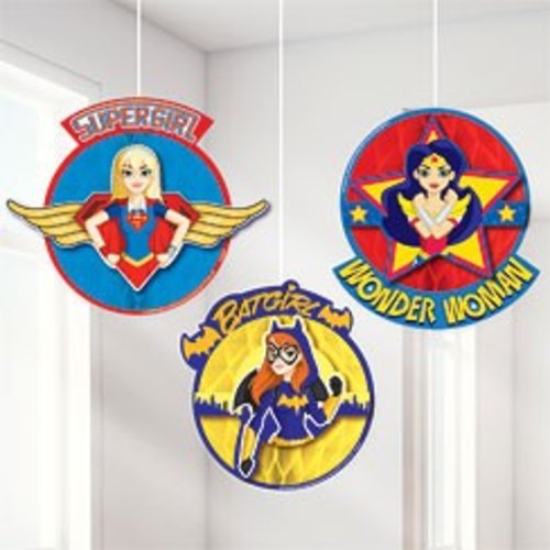 DC Super Hero Girls hangdecoratie honeycomb 3 st DC Super Hero Girls hangdecoratie honeycomb 3 st