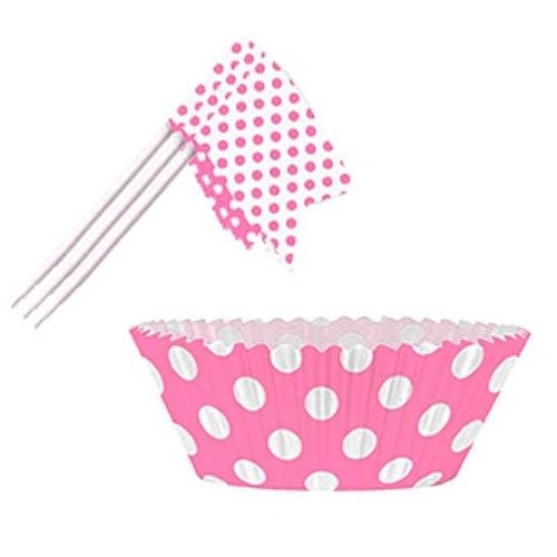 Roze stip cupcake setje (24 stuks) Roze stip cupcake setje (24 stuks)