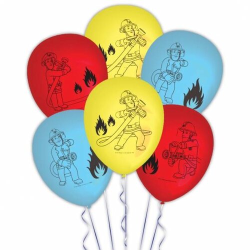 Ballonnen brandweerman Sam (rood, lichtblauw en geel) Ballonnen brandweerman Sam (rood, lichtblauw en geel)