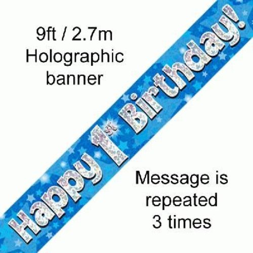 Banner 1 jaar blauw / zilver / ster Banner 1 jaar blauw / zilver / ster