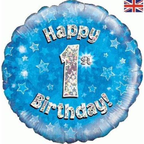 Folie ballon 1 jaar blauw / zilver / ster Folie ballon 1 jaar blauw / zilver / ster