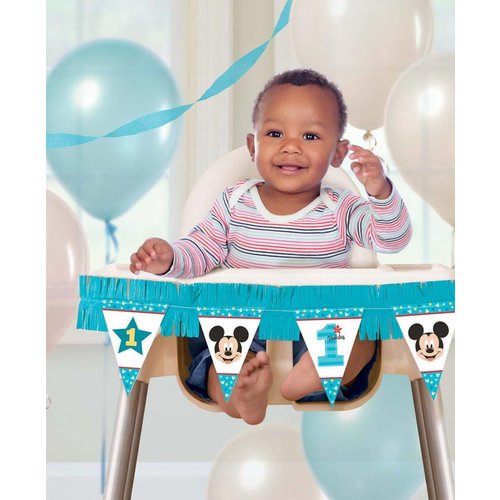 Hoera 1 jaar Mickey Mouse stoelversiering (nieuw) Hoera 1 jaar Mickey Mouse stoelversiering (nieuw)