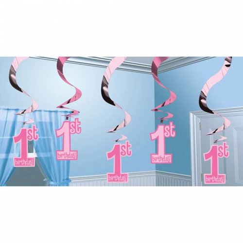 Hoera 1 jaar meisje hang slingers 5x Hoera 1 jaar meisje hang slingers 5x