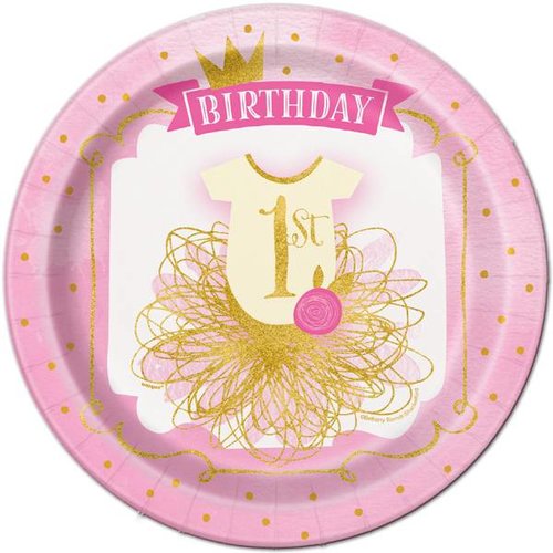 hoera 1 jaar versiering roze / goud: grote borden hoera 1 jaar versiering roze / goud: grote borden