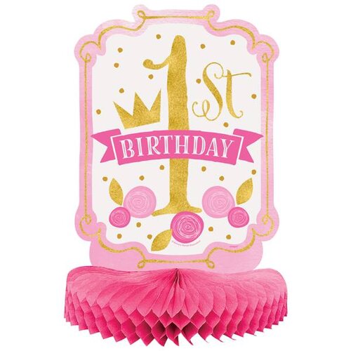 hoera 1 jaar versiering roze / goud: tafeldecoratie hoera 1 jaar versiering roze / goud: tafeldecoratie