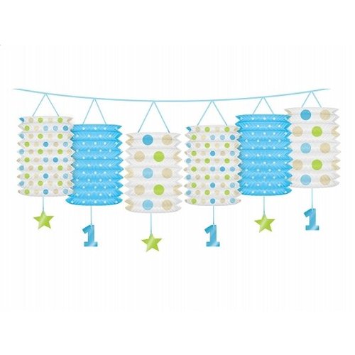 1 jaar versiering lantaarn slinger blauw / lime 1 jaar versiering lantaarn slinger blauw / lime