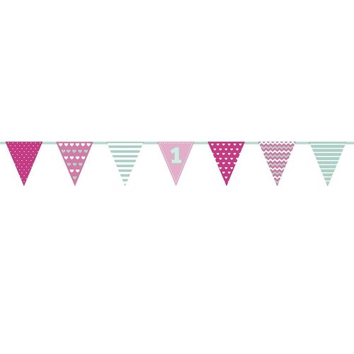 Luxe slinger 1 jaar roze / lime Luxe slinger 1 jaar roze / lime