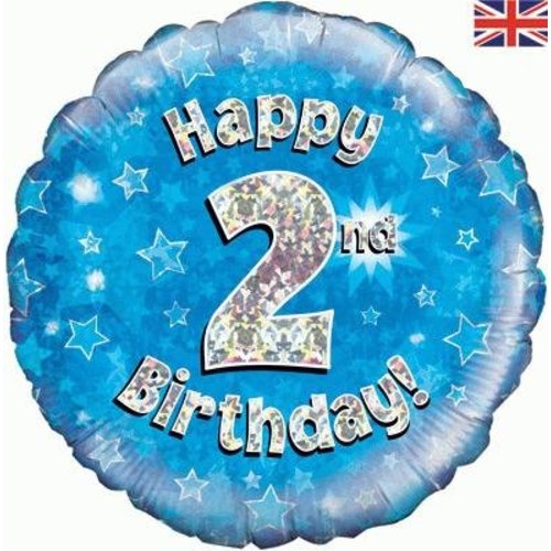 versiering 2 jaar Folie ballon 2 jaar blauw / zilver / ster versiering 2 jaar Folie ballon 2 jaar blauw / zilver / ster