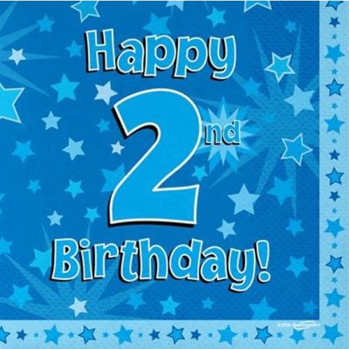 versiering 2 jaar jongen: servetten happy 2nd birthday versiering 2 jaar jongen: servetten happy 2nd birthday