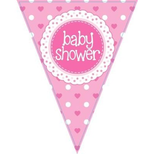 babyshower versiering slinger / vlaggenlijn roze babyshower versiering slinger / vlaggenlijn roze