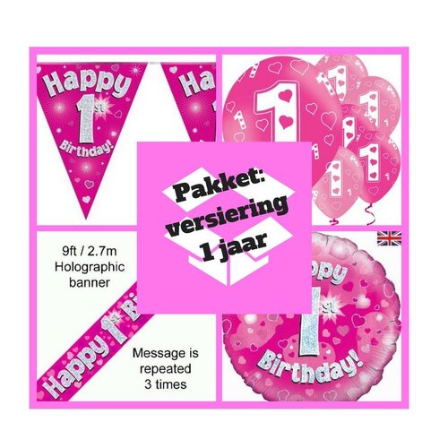 Eerste verjaardag versiering -1 jaar versiering meisje (p 2.) Eerste verjaardag versiering -1 jaar versiering meisje (p 2.)