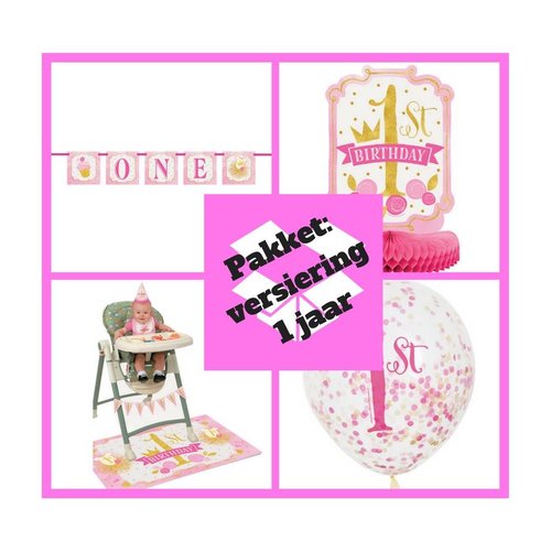 Eerste verjaardag versiering decoratie pakket 1 jaar versiering roze/goud (p. 2) Eerste verjaardag versiering decoratie pakket 1 jaar versiering roze/goud (p. 2)